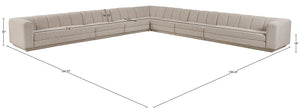 Meridian Furniture Modari Seven Piece Chenille Sectional with Channel Tufting for Open Living Rooms 143Beige-Sec7A