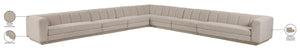 Meridian Furniture Modari Seven Piece Chenille Sectional with Channel Tufting for Open Living Rooms 143Beige-Sec7A