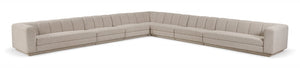Meridian Furniture Modari Seven Piece Chenille Sectional with Channel Tufting for Open Living Rooms 143Beige-Sec7A