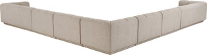 Meridian Furniture Modari Seven Piece Chenille Sectional with Channel Tufting for Open Living Rooms 143Beige-Sec7A