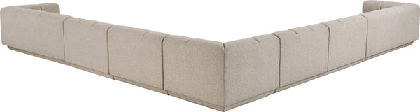 Meridian Furniture Modari Seven Piece Chenille Sectional with Channel Tufting for Open Living Rooms 143Beige-Sec7A