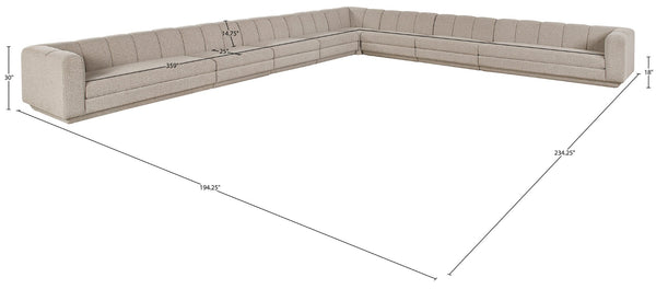Meridian Furniture Modari Chenille Blend 8 Piece Modular Sectional with Channel Tufted Back 143Beige-Sec8A
