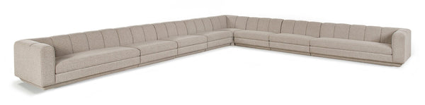 Meridian Furniture Modari Chenille Blend 8 Piece Modular Sectional with Channel Tufted Back 143Beige-Sec8A