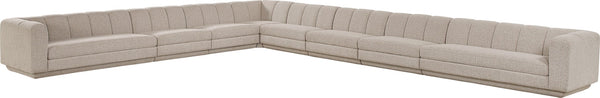 Meridian Furniture Modari Chenille Blend 8 Piece Modular Sectional with Channel Tufted Back 143Beige-Sec8A