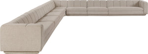 Meridian Furniture Modari Chenille Blend 8 Piece Modular Sectional with Channel Tufted Back 143Beige-Sec8A