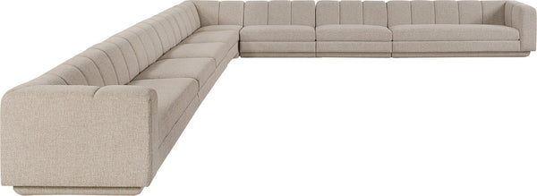 Meridian Furniture Modari Chenille Blend 8 Piece Modular Sectional with Channel Tufted Back 143Beige-Sec8A