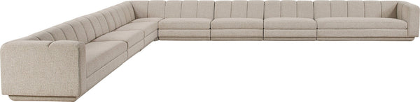 Meridian Furniture Modari Chenille Blend 8 Piece Modular Sectional with Channel Tufted Back 143Beige-Sec8A