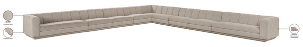 Meridian Furniture Modari Nine Piece Modular Sectional Chenille Upholstered with Channel Tufting 143Beige-Sec9A