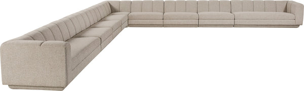 Meridian Furniture Modari Nine Piece Modular Sectional Chenille Upholstered with Channel Tufting 143Beige-Sec9A
