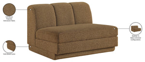 Meridian Furniture Modari Channel Tufted Armless Modular Chair Chenille Upholstered for Modern Living Room Brown 143Brown-Armless