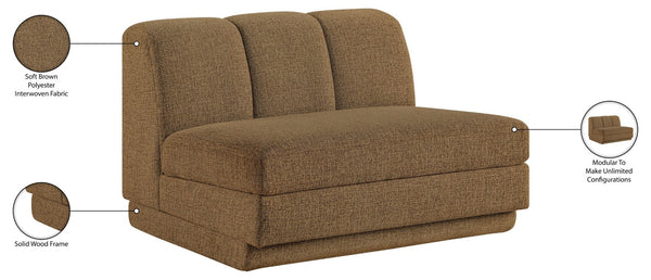 Meridian Furniture Modari Channel Tufted Armless Modular Chair Chenille Upholstered for Modern Living Room Brown 143Brown-Armless