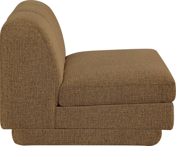 Meridian Furniture Modari Channel Tufted Armless Modular Chair Chenille Upholstered for Modern Living Room Brown 143Brown-Armless