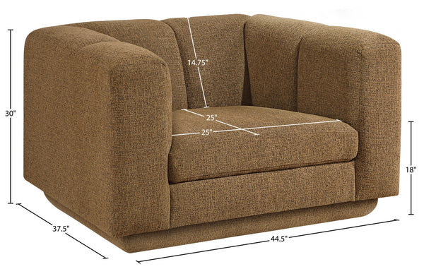 Meridian Furniture Modari Channel Tufted Chenille Accent Chair for Stylish Living Room Comfort and Decor Brown 143Brown-C