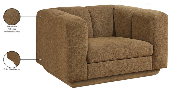 Meridian Furniture Modari Channel Tufted Chenille Accent Chair for Stylish Living Room Comfort and Decor Brown 143Brown-C