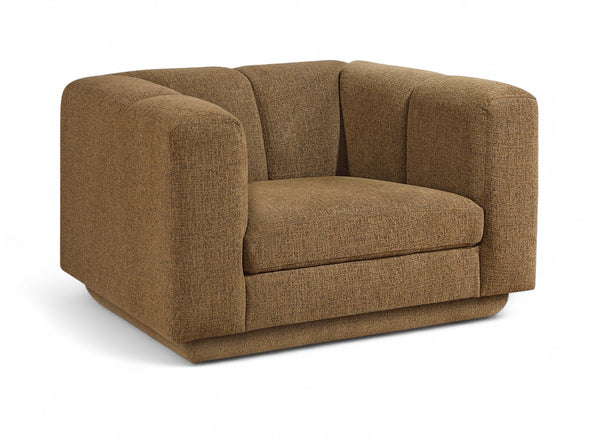 Meridian Furniture Modari Channel Tufted Chenille Accent Chair for Stylish Living Room Comfort and Decor Brown 143Brown-C