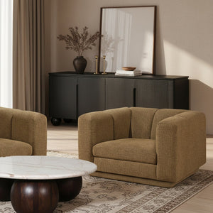 Meridian Furniture Modari Channel Tufted Chenille Accent Chair for Stylish Living Room Comfort and Decor Brown 143Brown-C