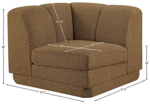 Meridian Furniture Modari Channel Tufted Chenille Corner Chair Modular Accent Seat for Living Room Sectional Brown 143Brown-Corner