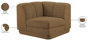 Meridian Furniture Modari Channel Tufted Chenille Corner Chair Modular Accent Seat for Living Room Sectional Brown 143Brown-Corner
