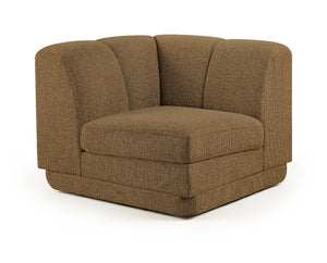 Meridian Furniture Modari Channel Tufted Chenille Corner Chair Modular Accent Seat for Living Room Sectional Brown 143Brown-Corner