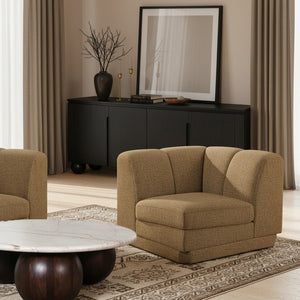 Meridian Furniture Modari Channel Tufted Chenille Corner Chair Modular Accent Seat for Living Room Sectional Brown 143Brown-Corner