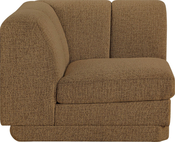 Meridian Furniture Modari Channel Tufted Chenille Corner Chair Modular Accent Seat for Living Room Sectional Brown 143Brown-Corner