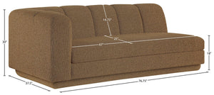 Meridian Furniture Modari Channel Tufted Chenille Modular Left Arm Sofa for Contemporary Living Rooms Brown 143Brown-LAS