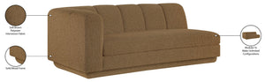 Meridian Furniture Modari Channel Tufted Chenille Modular Left Arm Sofa for Contemporary Living Rooms Brown 143Brown-LAS