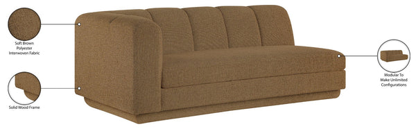 Meridian Furniture Modari Channel Tufted Chenille Modular Left Arm Sofa for Contemporary Living Rooms Brown 143Brown-LAS