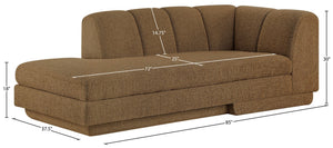 Meridian Furniture Modari Channel Tufted Left Arm Chaise with Chenille Fabric for Modular Living Room Sectionals Brown 143Brown-LC