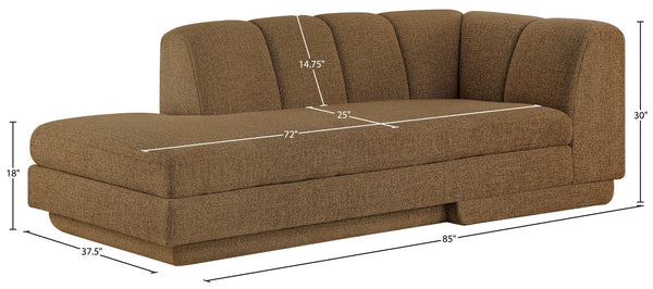 Meridian Furniture Modari Channel Tufted Left Arm Chaise with Chenille Fabric for Modular Living Room Sectionals Brown 143Brown-LC