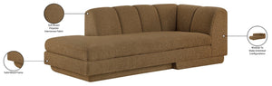 Meridian Furniture Modari Channel Tufted Left Arm Chaise with Chenille Fabric for Modular Living Room Sectionals Brown 143Brown-LC