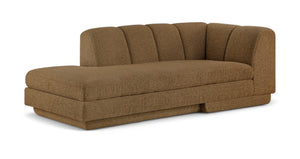 Meridian Furniture Modari Channel Tufted Left Arm Chaise with Chenille Fabric for Modular Living Room Sectionals Brown 143Brown-LC