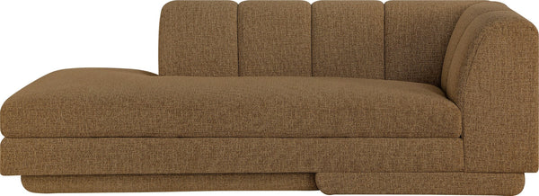 Meridian Furniture Modari Channel Tufted Left Arm Chaise with Chenille Fabric for Modular Living Room Sectionals Brown 143Brown-LC