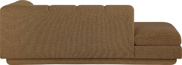 Meridian Furniture Modari Channel Tufted Left Arm Chaise with Chenille Fabric for Modular Living Room Sectionals Brown 143Brown-LC