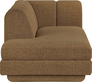 Meridian Furniture Modari Channel Tufted Left Arm Chaise with Chenille Fabric for Modular Living Room Sectionals Brown 143Brown-LC