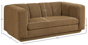 Meridian Furniture Modari Channel Tufted Loveseat Chenille Fabric Contemporary Living Room Sofa Seating Brown 143Brown-L