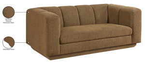 Meridian Furniture Modari Channel Tufted Loveseat Chenille Fabric Contemporary Living Room Sofa Seating Brown 143Brown-L