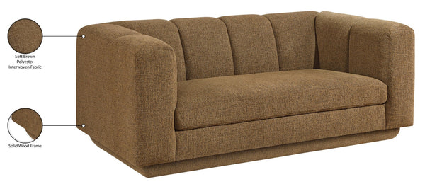 Meridian Furniture Modari Channel Tufted Loveseat Chenille Fabric Contemporary Living Room Sofa Seating Brown 143Brown-L