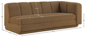 Meridian Furniture Modari Channel Tufted Right Arm Chenille Modular Sofa Piece for Modern Living Rooms Brown 143Brown-RAS