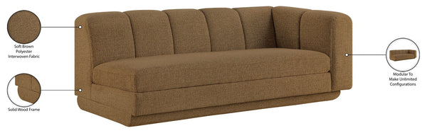 Meridian Furniture Modari Channel Tufted Right Arm Chenille Modular Sofa Piece for Modern Living Rooms Brown 143Brown-RAS