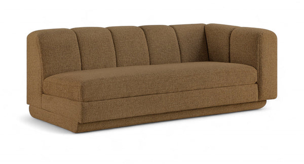 Meridian Furniture Modari Channel Tufted Right Arm Chenille Modular Sofa Piece for Modern Living Rooms Brown 143Brown-RAS