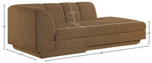 Meridian Furniture Modari Channel Tufted Chenille Chaise Lounge Sectional Piece for Modern Living Room Brown 143Brown-RC
