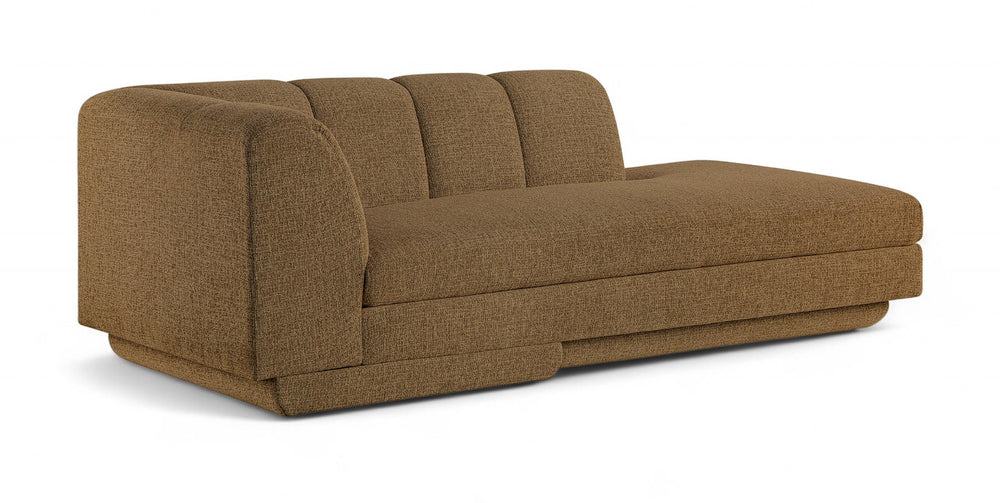 Meridian Furniture Modari Channel Tufted Chenille Chaise Lounge Sectional Piece for Modern Living Room Brown 143Brown-RC