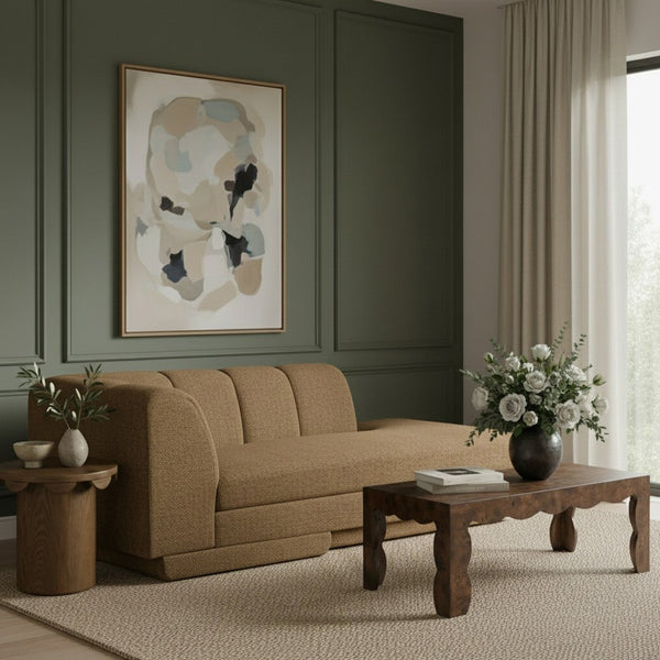Meridian Furniture Modari Channel Tufted Chenille Chaise Lounge Sectional Piece for Modern Living Room Brown 143Brown-RC