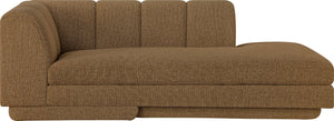 Meridian Furniture Modari Channel Tufted Chenille Chaise Lounge Sectional Piece for Modern Living Room Brown 143Brown-RC
