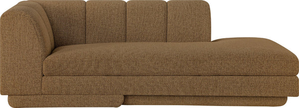 Meridian Furniture Modari Channel Tufted Chenille Chaise Lounge Sectional Piece for Modern Living Room Brown 143Brown-RC