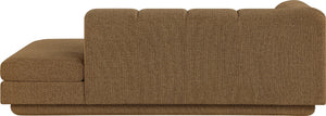 Meridian Furniture Modari Channel Tufted Chenille Chaise Lounge Sectional Piece for Modern Living Room Brown 143Brown-RC