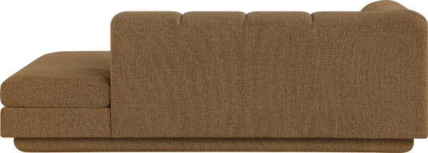 Meridian Furniture Modari Channel Tufted Chenille Chaise Lounge Sectional Piece for Modern Living Room Brown 143Brown-RC