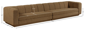 Meridian Furniture Modari Chenille Blend Two Piece Modular Sofa with Channel Tufted Back for Living Rooms 143Brown-S2A