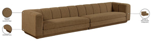 Meridian Furniture Modari Chenille Blend Two Piece Modular Sofa with Channel Tufted Back for Living Rooms 143Brown-S2A